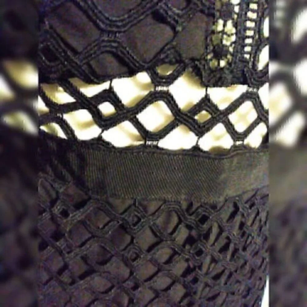 L'atiste Black Lace Lantern Crochet  Long Sleeve Mini Dress S - Picture 7 of 8